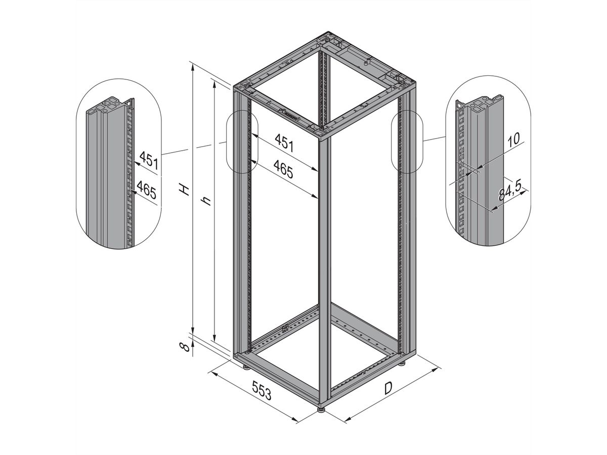 FRAME HD-U 12U 553W 600D RAL7021