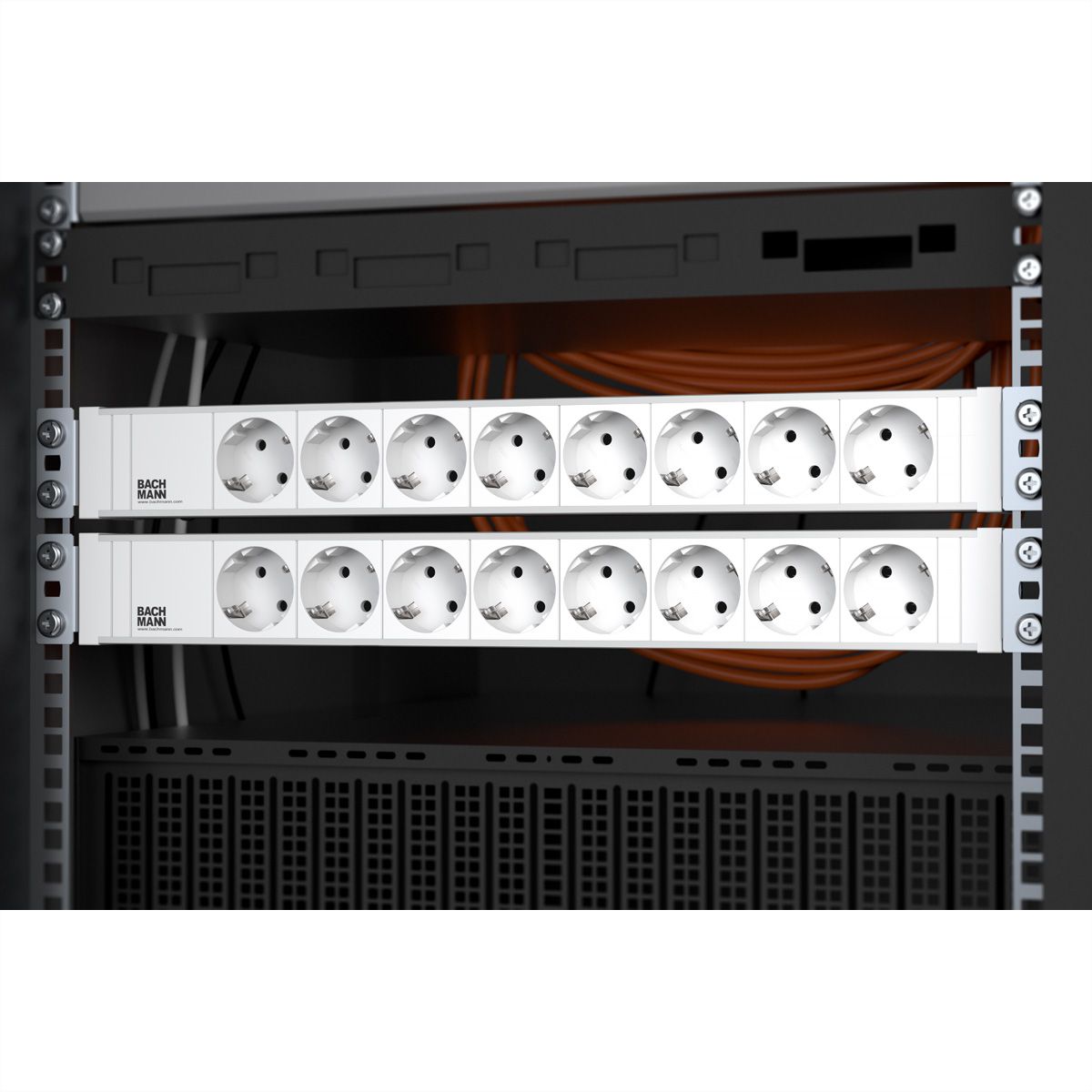 BACHMANN 19" 1,5U 8xCEE7/3 ws voeding 2,0m CEE7/7