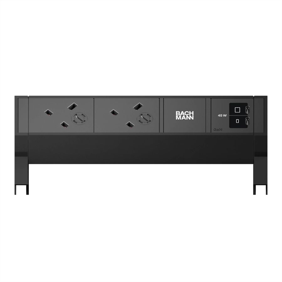 BACHMANN DESK2 2xUK 1xUSB C/C 45W, L=0,2m RAL9005