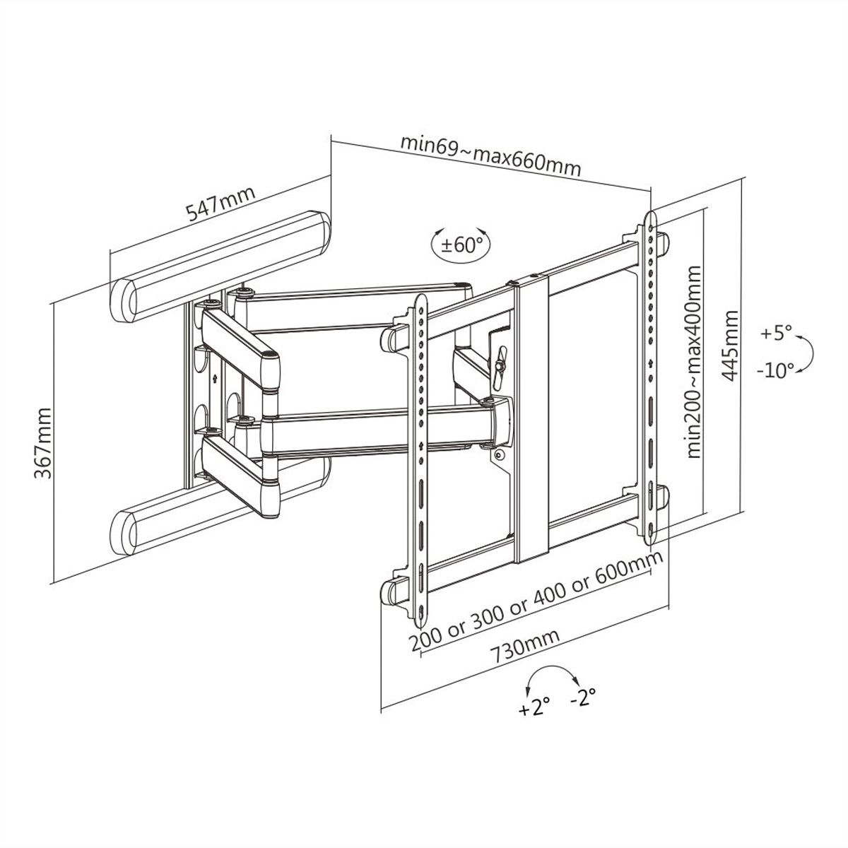 ROLINE PREMIUM TV-muurbeugel, zeer flexibel, max. 70 kg