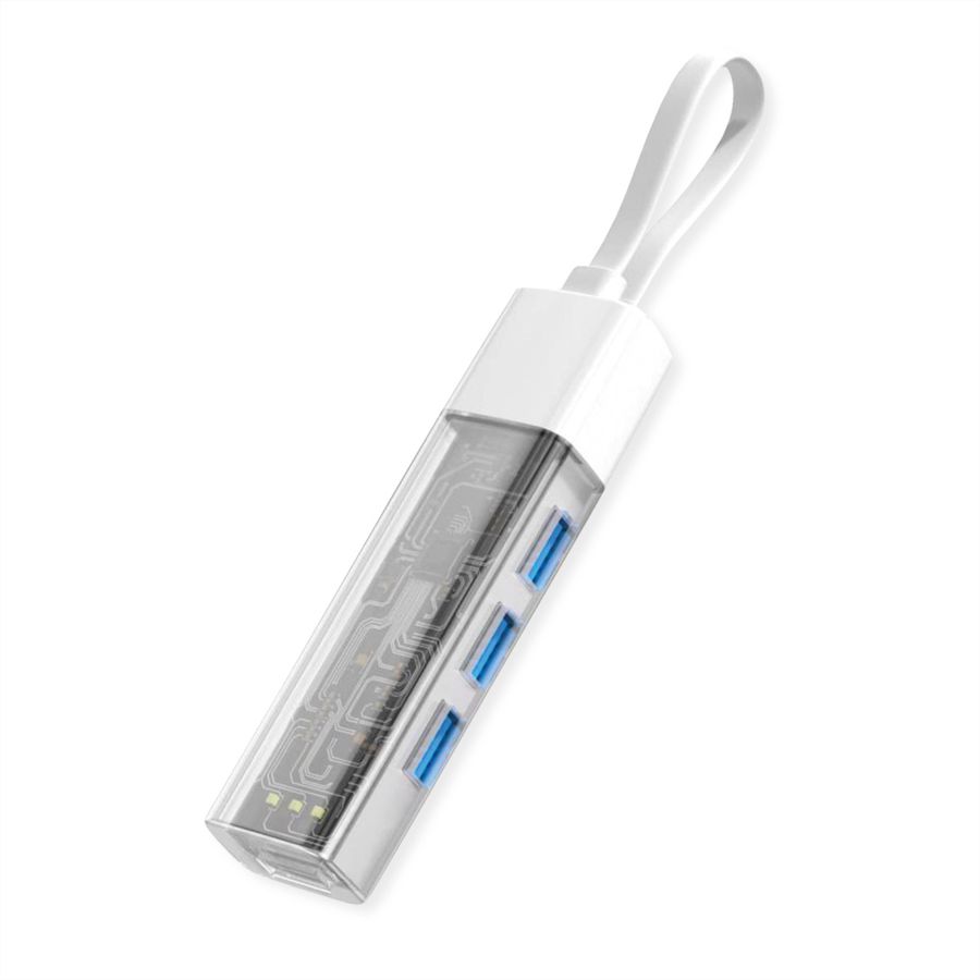 ROLINE Mobile USB 3.2 Gen 1 Hub, 4-poorts, Type A+C verbindingskabel