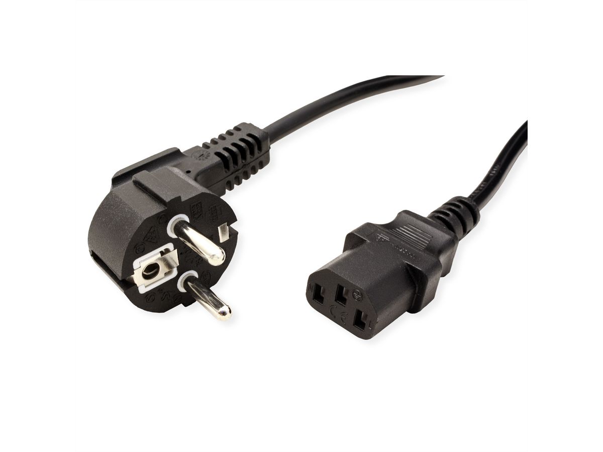 VALUE Power Cable, straight IEC Conncector, black, 0.6 m