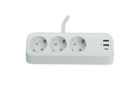 VALUE Power Strip, 3-way, with 3x USB (1x C + 2x A) and table clamp, 1.5 m