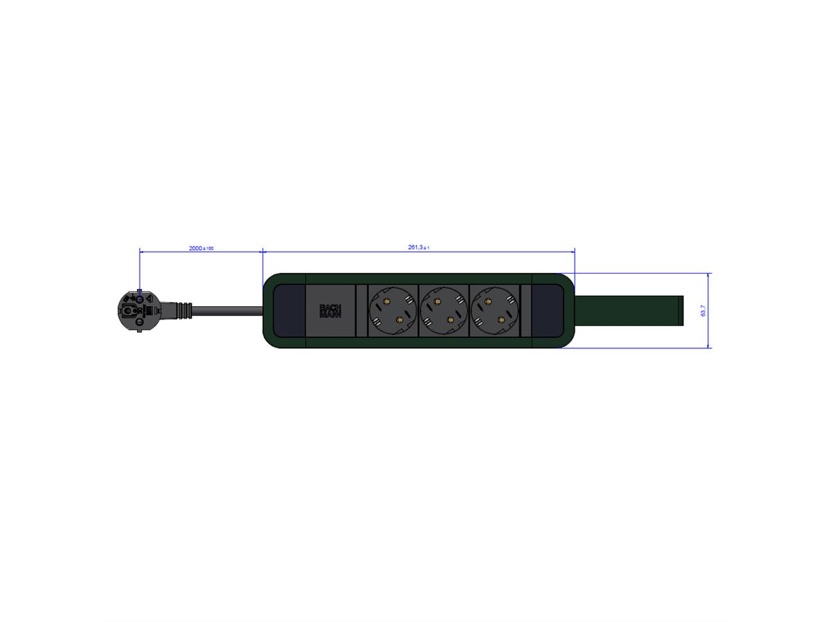BACHMANN PRIMO 2 3xCEE7/3 with loop 2.0m CEE7/7 RAL6028