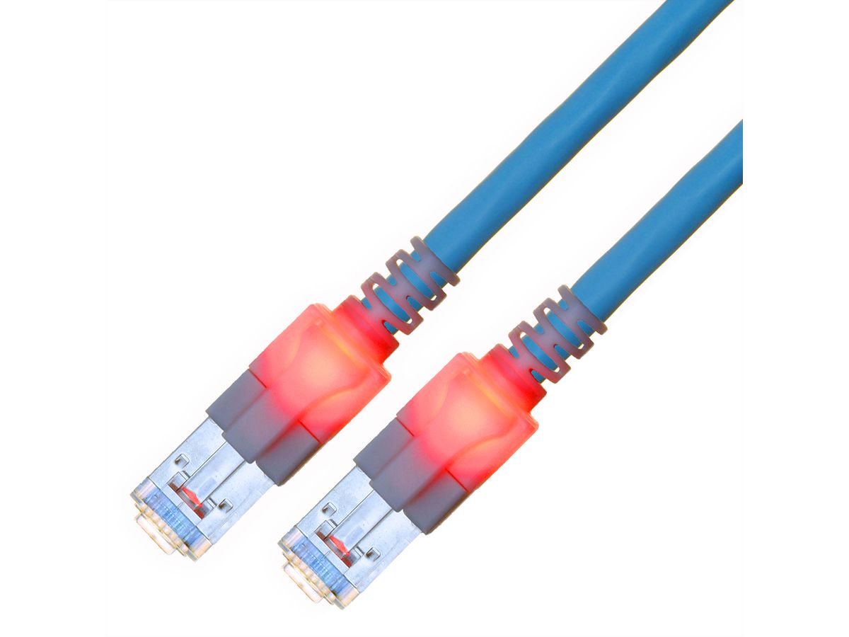 EasyLan S/FTP DualBoot LED Patch Cable Cat.6 (Class E), LSOH, blue, 0.5 m