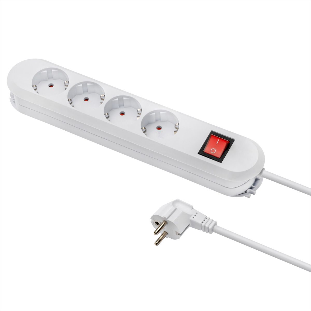 BACHMANN SMART stekkerdoos 4x geaard contact, met schakelaar, wit, 1,5 m