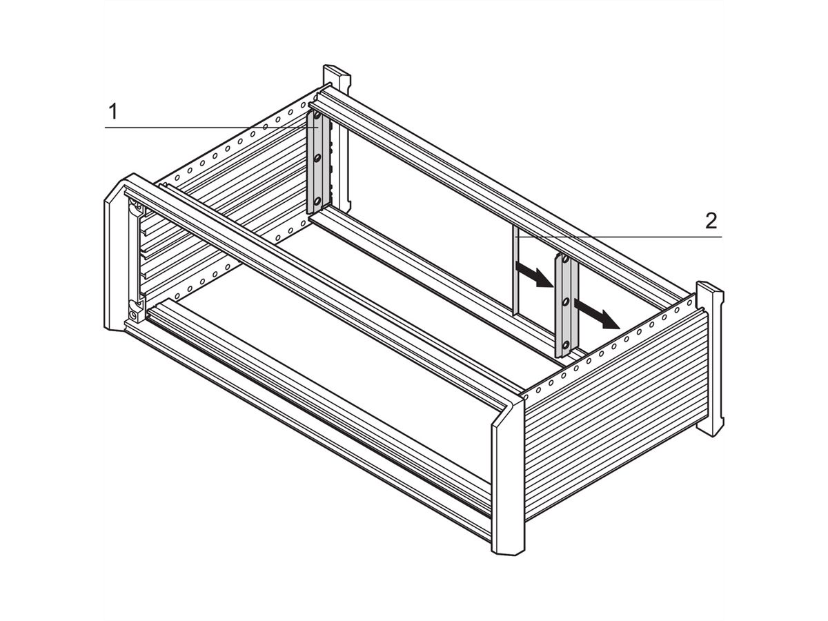 SCHROFF PropacPRO afbouwset achterkant voor EMC-afscherming, 2 HE