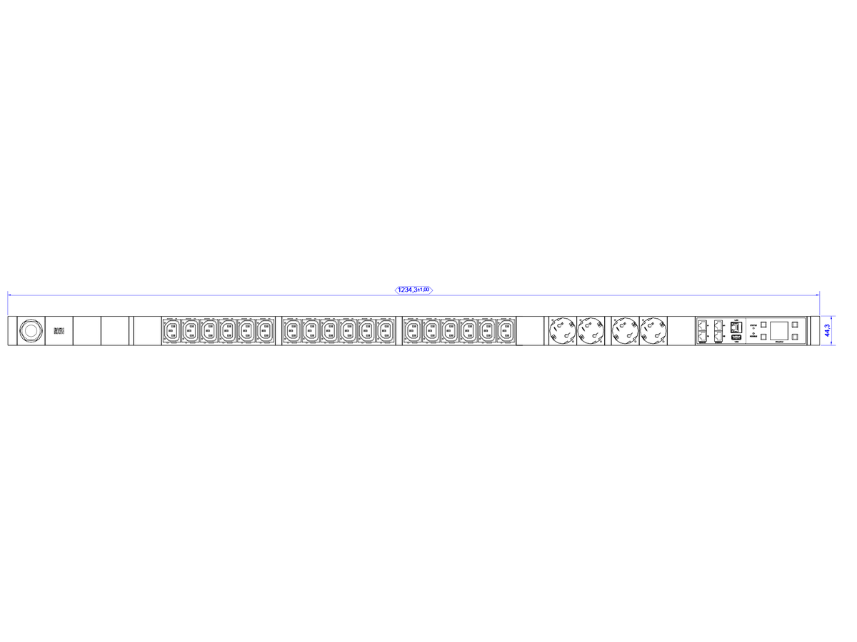 BACHMANN BN7000 18xC13 4xCEE7/3, Meting per fase, contactdozen omschakelbaar