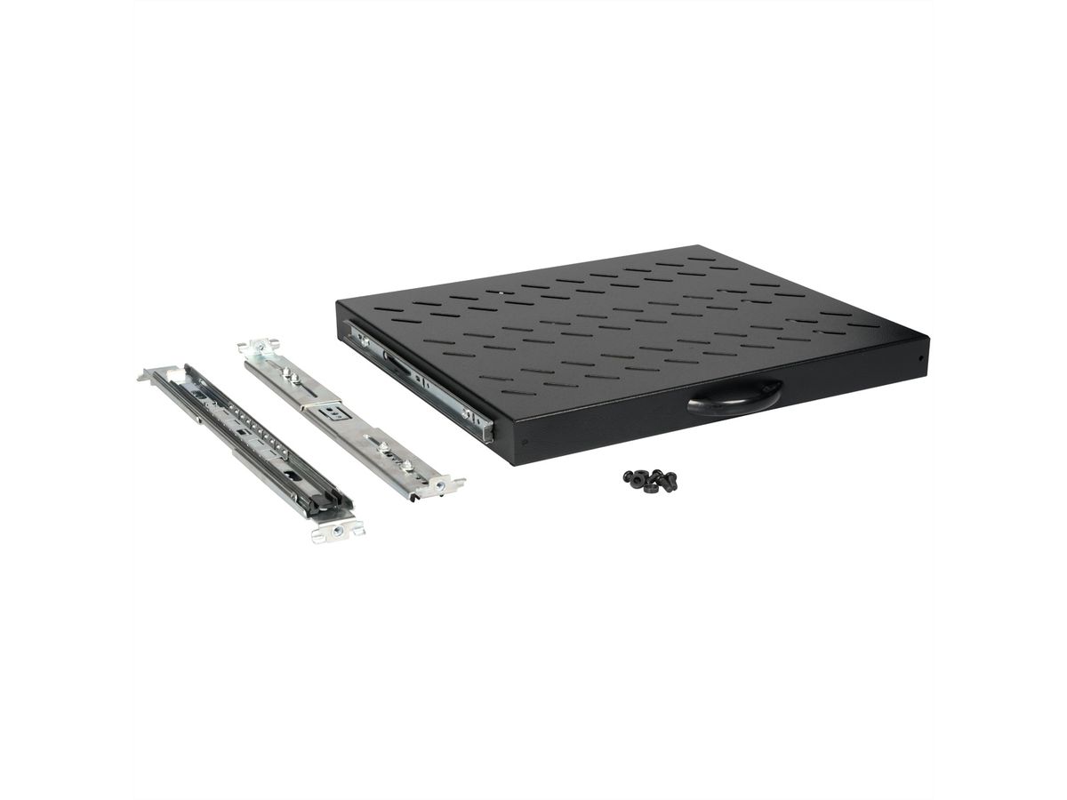 ROLINE 19-inch plank 1 U , Uitschuifbaar 350mm diep 25 kg zwart