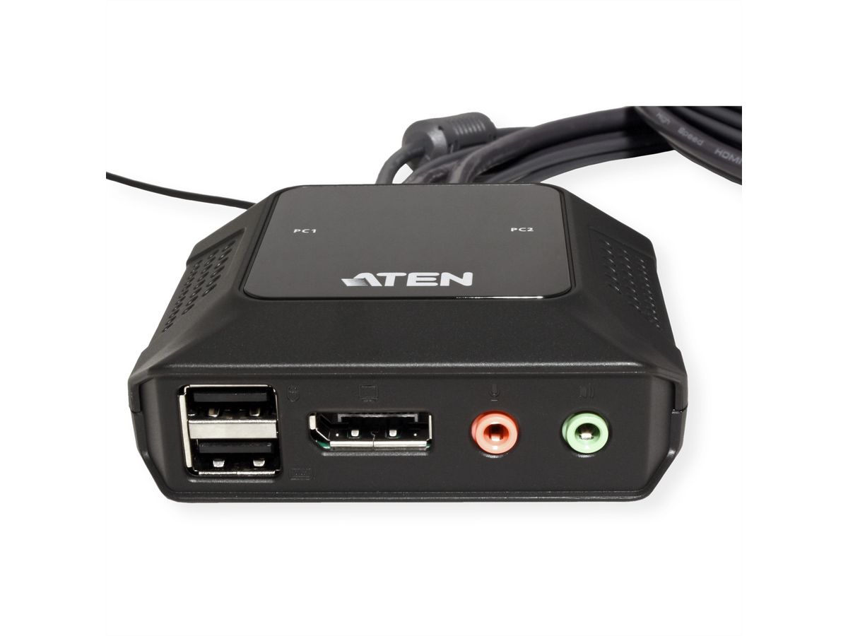 ATEN CS52DP 2-poorts USB C DP hybride kabel KVM switch