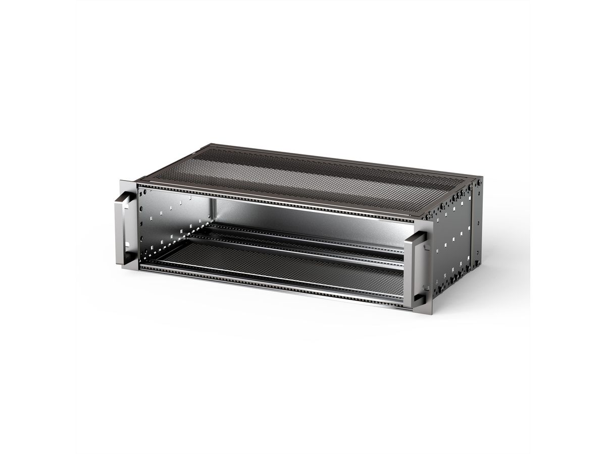 SCHROFF EuropacPRO 19" moduledrager voor backplane, zwaar, afgeschermd, handgreep vooraan, 3 HE, 235 mm