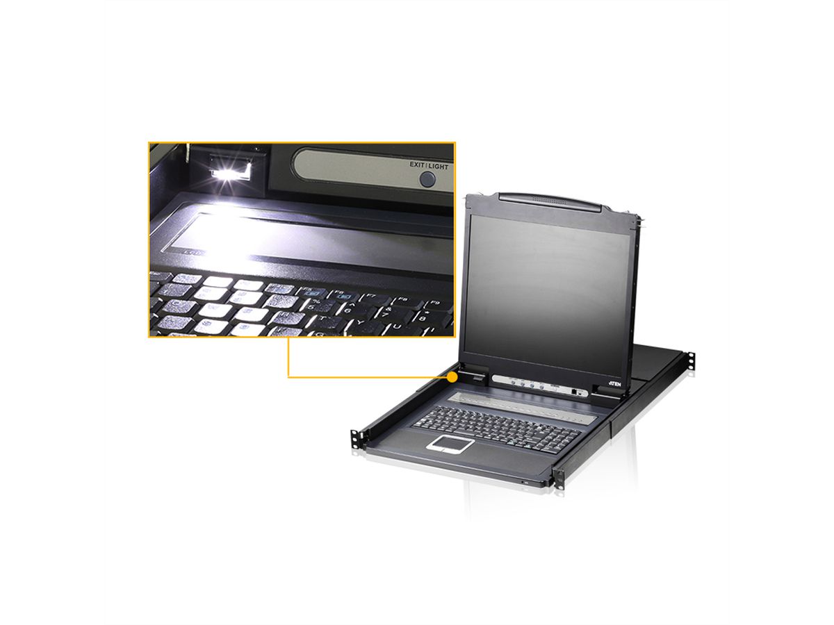 ATEN CL1308N KVM-Switch, 48cm TFT, VGA, PS/2-USB, 8 Port, FR-Layout