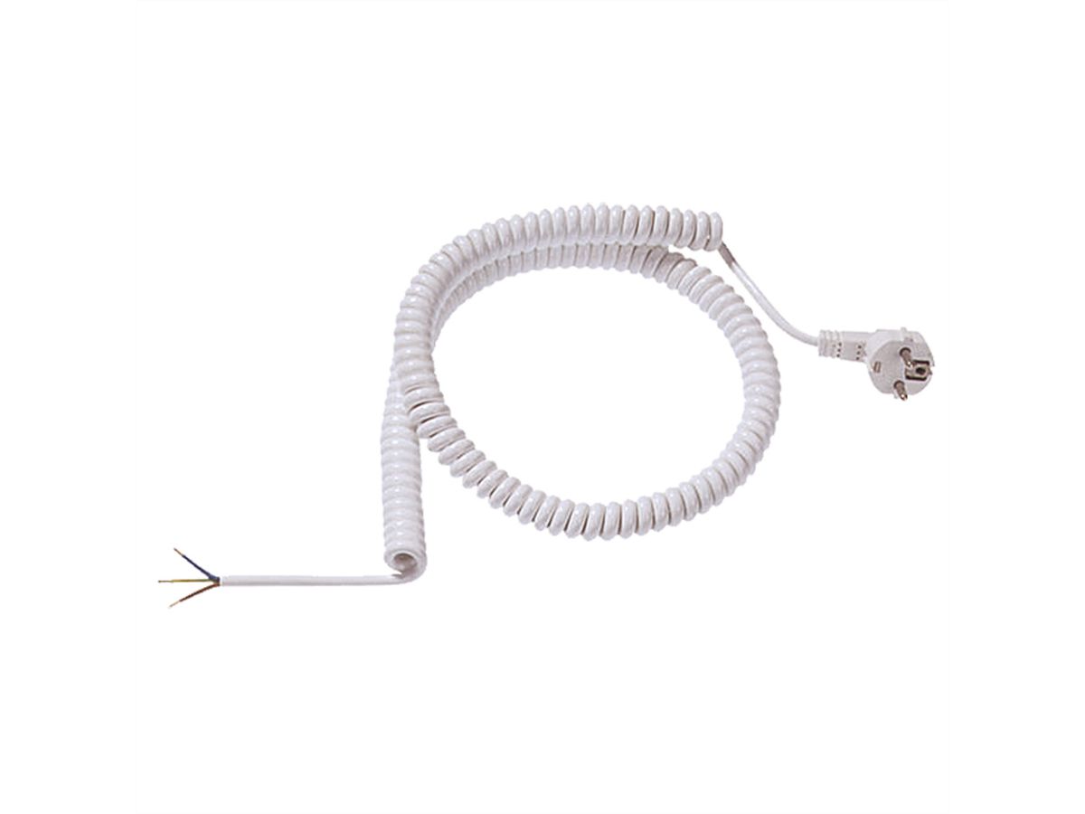 BACHMANN Spiral cable 0.5-2m white, H05VV-F 3G1,5mm² AEH/CEE7/7