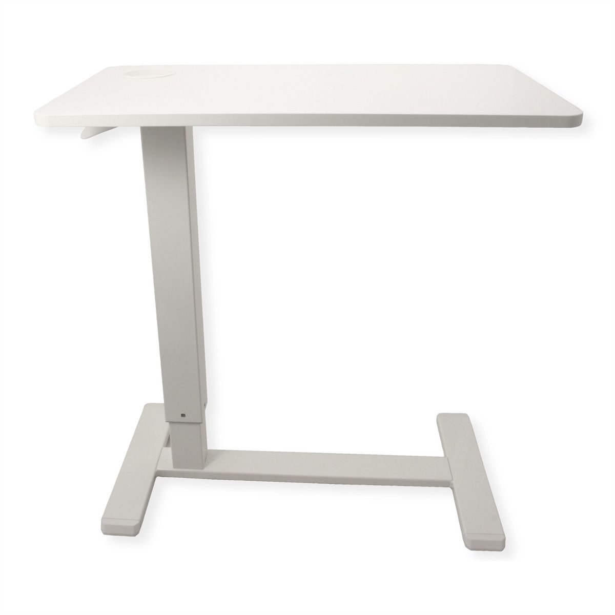 ROLINE Gas Spring Side Table / Workstation, height-adjustable, hidden casters, white