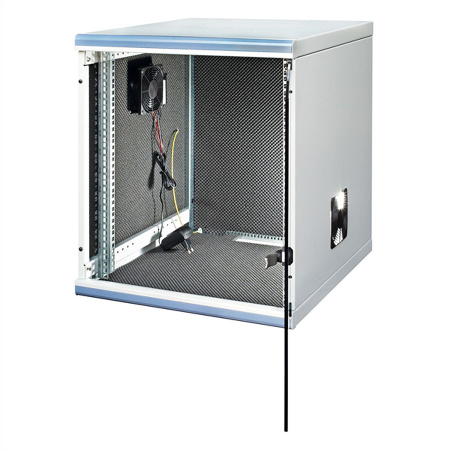 optiRACK "silent" aktiv 12HE, 612x555x600mm, schallgedämmt, Untertisch-Schrank