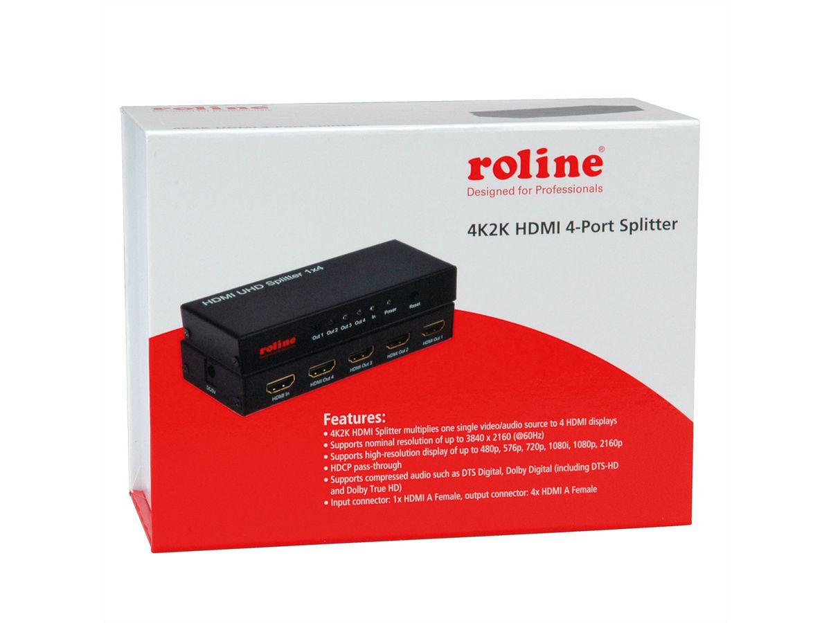 ROLINE 4K HDMI Video-Splitter, 4-voudig