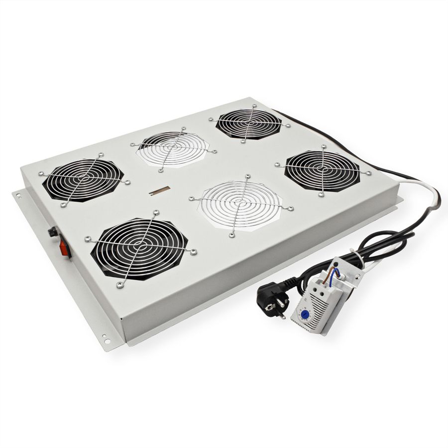 ROLINE 19-inch dakventilatorunit 4 ventilatoren , Thermostaat grijs
