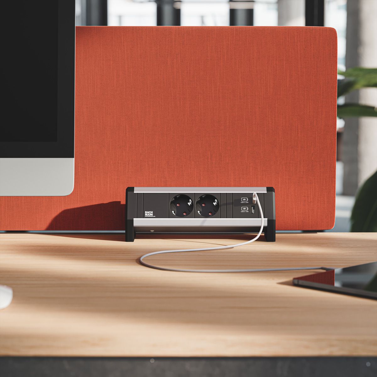 BACHMANN DESK 2xprotective contact 1xUSB A&C, USB Charger 22W Charger, GST18