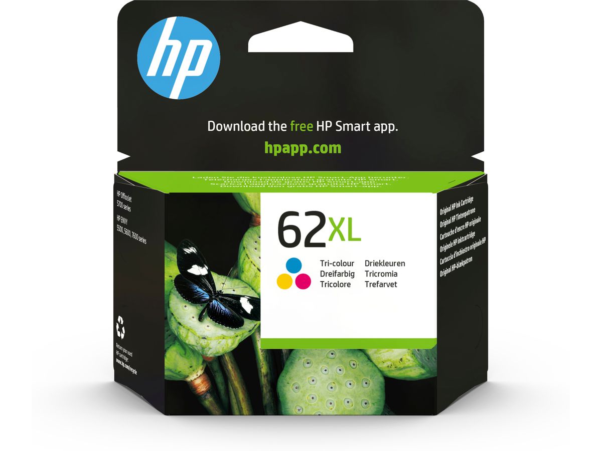 HP 62XL originele high-capacity drie-kleuren inktcartridge