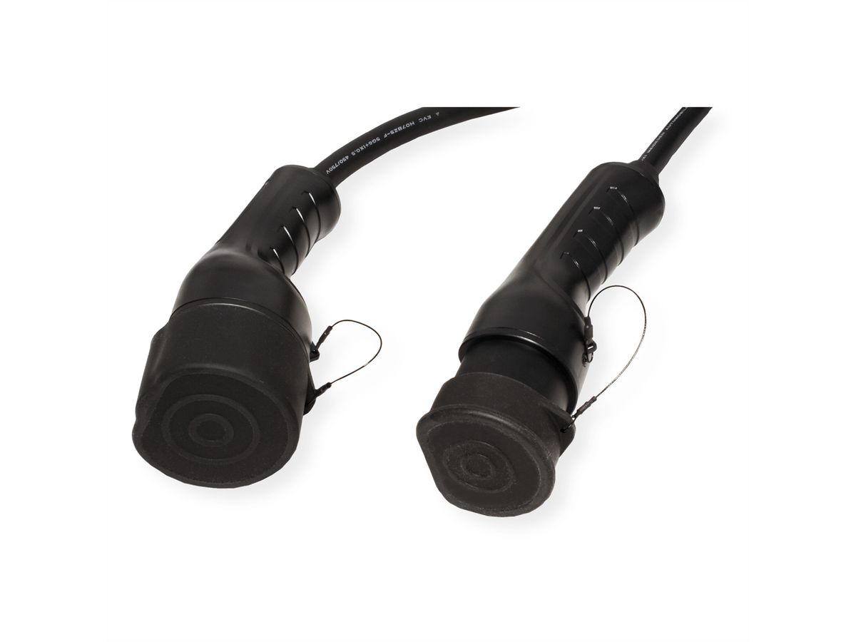 ROLINE EV Charging Cable Assembly Type2, 3-Phase, 480VAC (3P+N+E), 32 A, 22 kW, spiral, 3 m