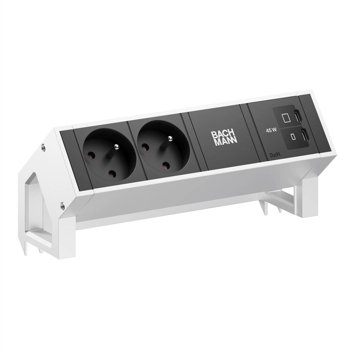 BACHMANN DESK2 2xUTE 1xUSB C/C 45W, L=0,2m INOX