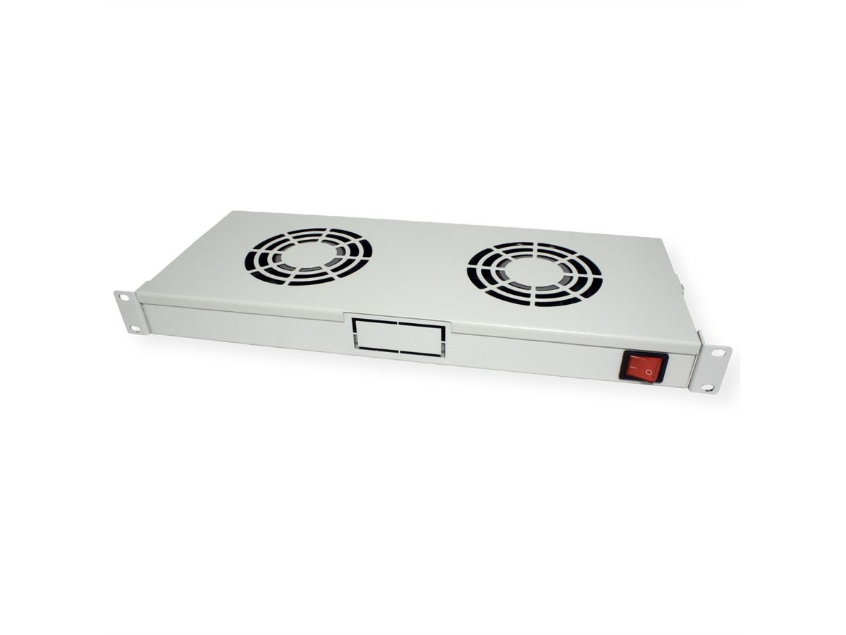 ROLINE 19" Fan unit with 2 fans, ON/OFF grey