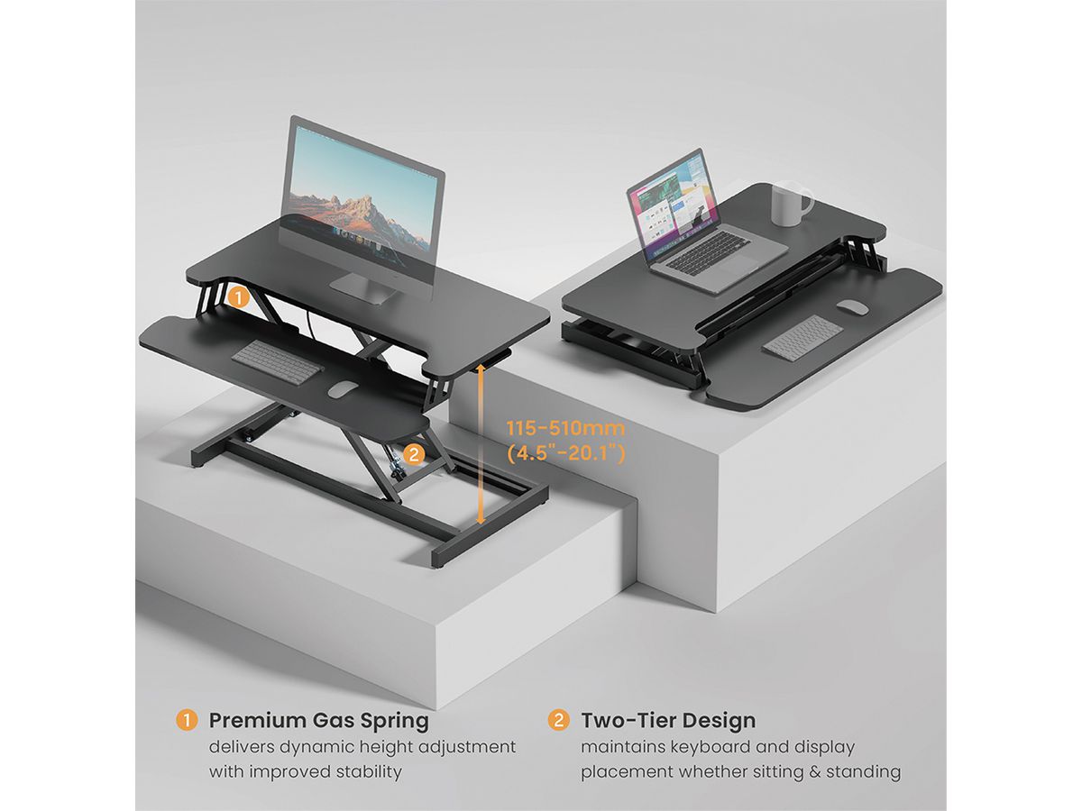 VALUE Adjustable Desktop Workstation, Sit - Stand, black