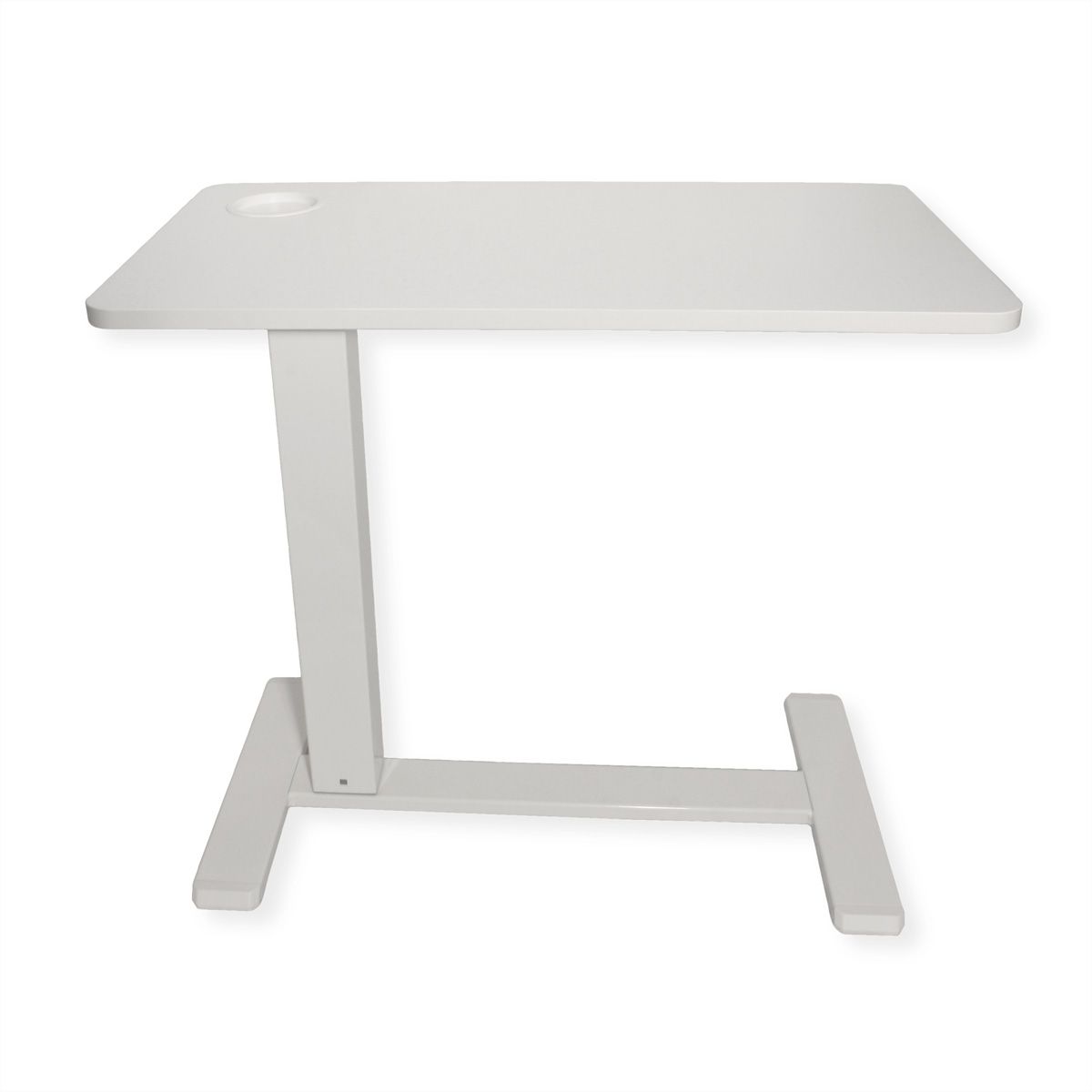 ROLINE Gas Spring Side Table / Workstation, height-adjustable, hidden casters, white