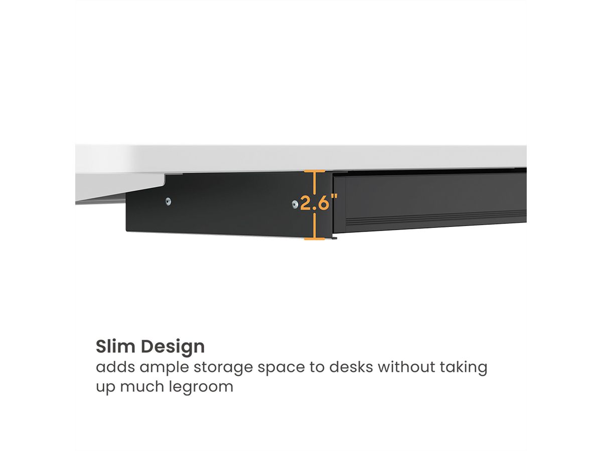 VALUE Ultra-Slim Underdesk Mount Storage Drawer, 420 mm width, black