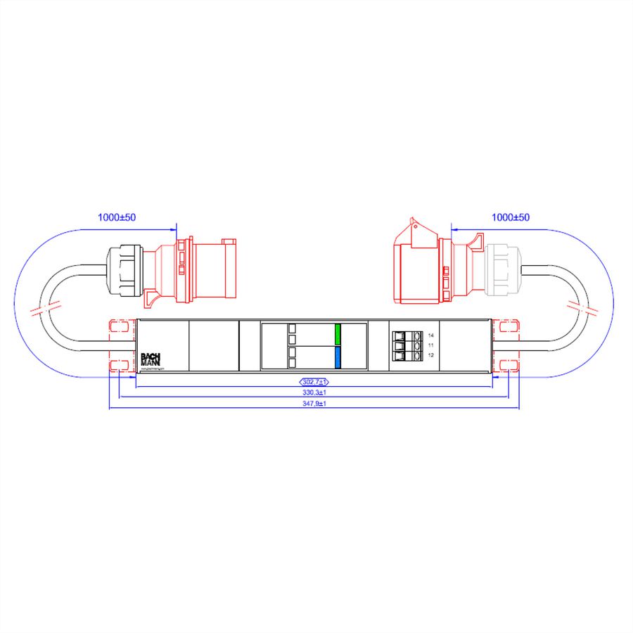 BACHMANN SPD Module 3 phase, 3x32A ÜSS1m H05VV-F 5G4.0mm CEE 32A