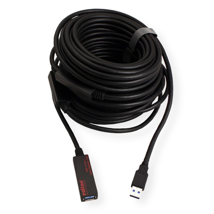 ROLINE USB 3.2 Gen 1 Actieve Repeater kabel, zwart, 20 m