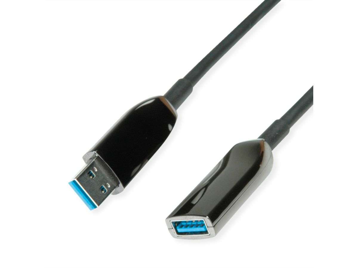 ROLINE USB 3.2 Gen 1 Extension Cable, 1 Port, AOC, M/F, black, 10 m