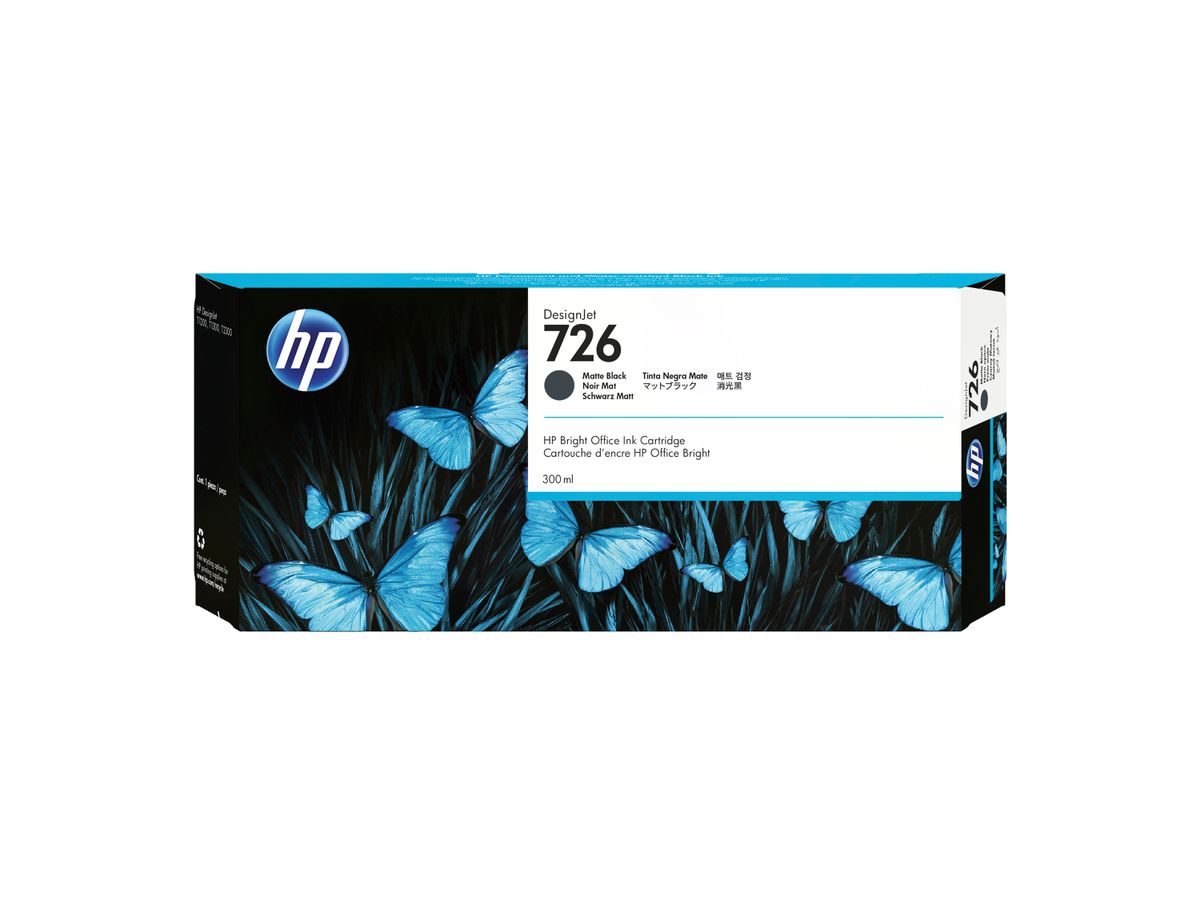 HP 726 matzwarte DesignJet inktcartridge, 300 ml