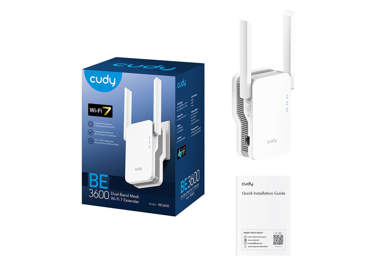 CUDY RE3600 BE3600 WiFi 7 Mesh Repeater