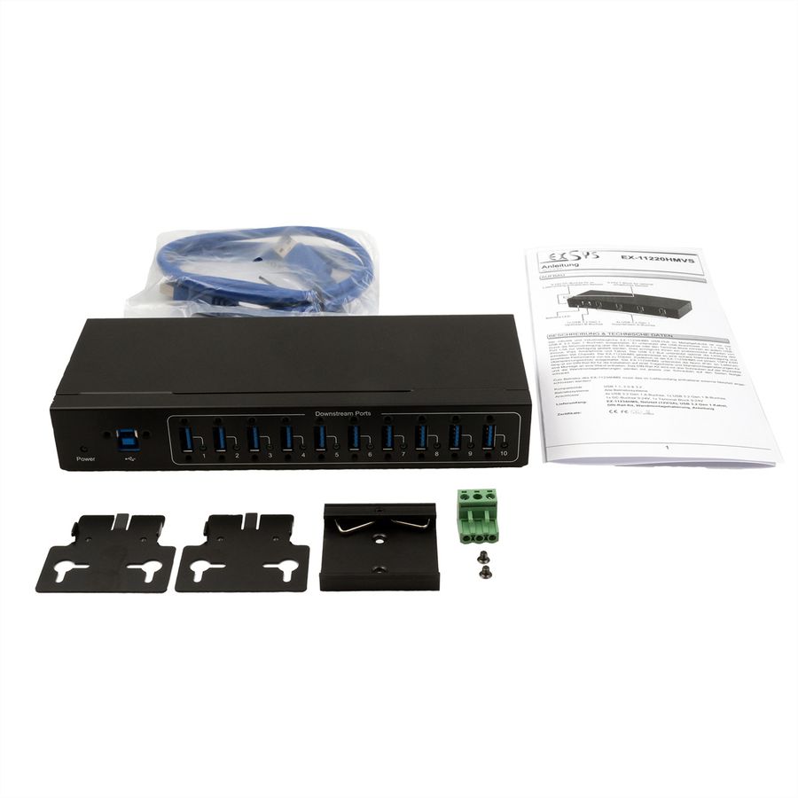 EXSYS EX-11220HMVS 10 Port USB 3.2 Gen 1 Metall HUB VIA VL811+ Chipset