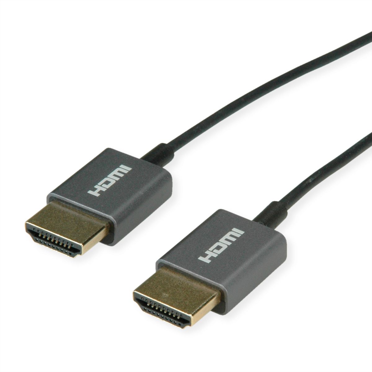 ROLINE 8K HDMI Ultra HD-kabel met Ethernet, M/M, ultradun, coaxiaal , zwart, 1,5 m