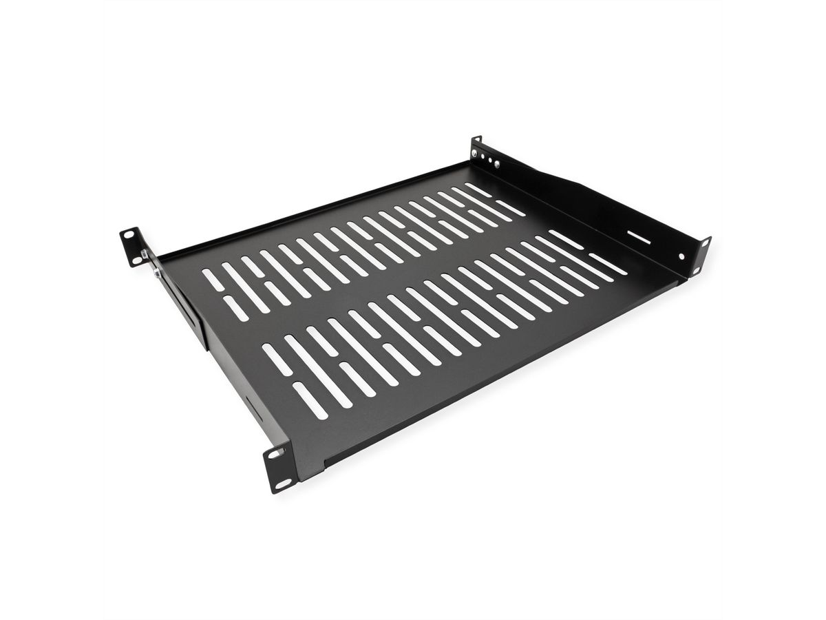 VALUE 19"-Fixed Shelf, 440 x 350mm, max. 25kg, 1U, U-Shape, black