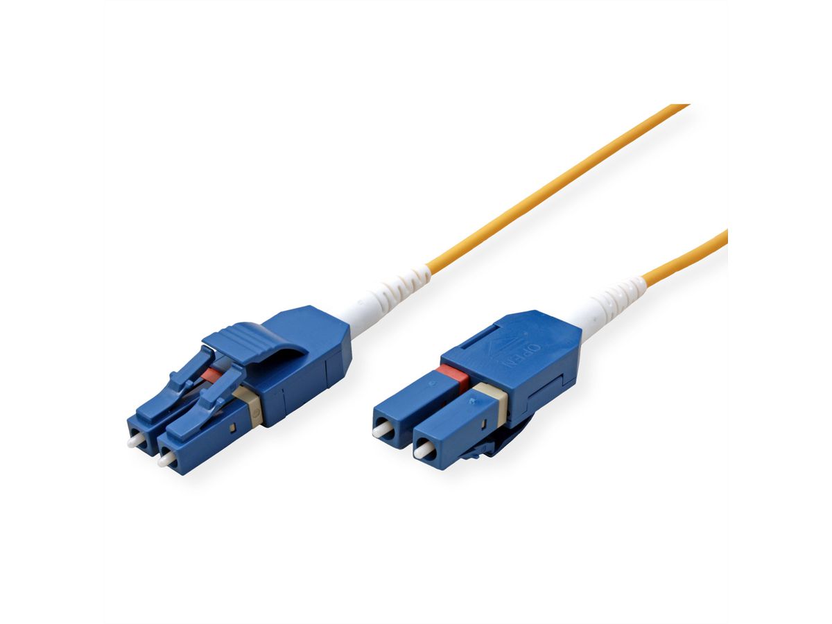 ROLINE Fibre Optic Jumper Cable, Duplex, 9/125µm, OS2, LC/LC, UNIBOOT, yellow, 2 m