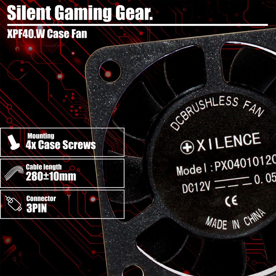 Xilence XPF40.W 40mm Case Fan, 3PIN, White Box