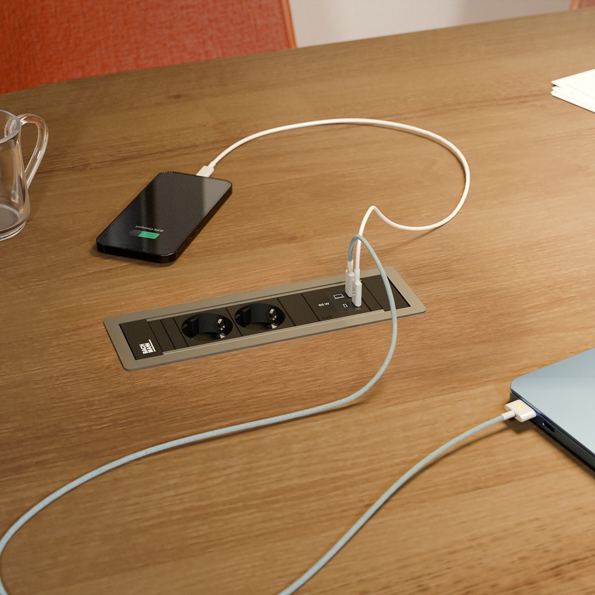BACHMANN POWER FRAME 2xCEE7/3, 1xUSB C/C 65W L=0.2m