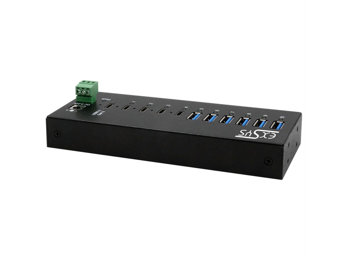 EX-12280HMS 10-Port USB 3.2 Gen 2 Metall HUB, mit 4x C-Anschlüsse und 6x A-Anschlüsse