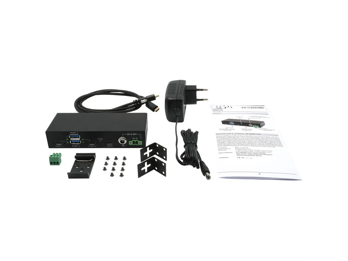 EXSYS EX-1185HMVS USB 3.0 Hub 4 voudig, Metaal