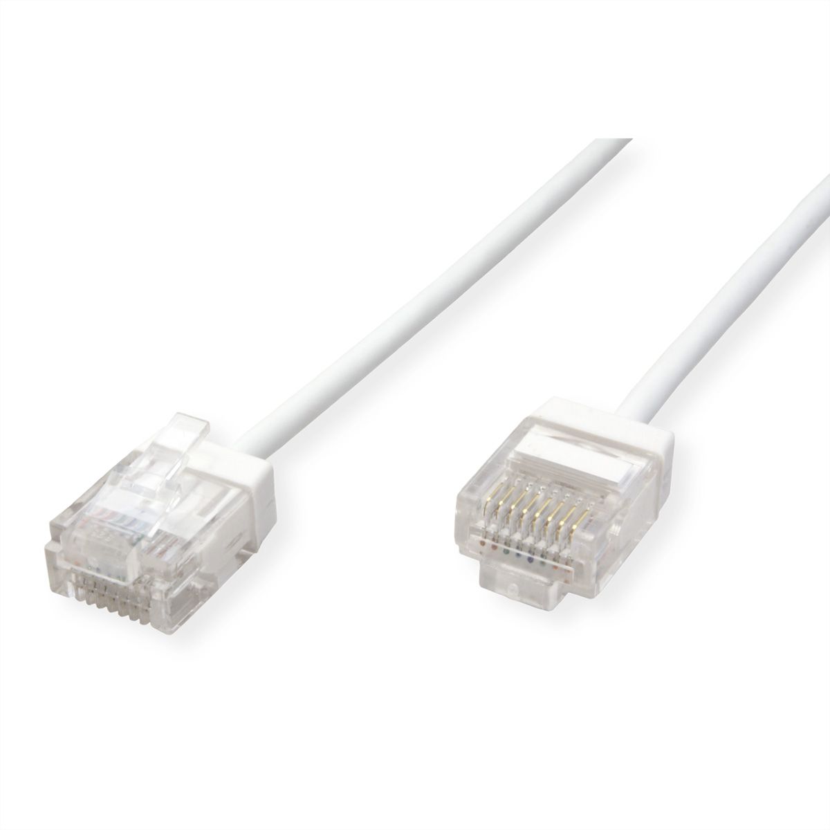 ROLINE UTP DataCenter Patchkabel Cat.6A (Class EA), LSOH, dun, extra korte stekker, wit, 0,5 m