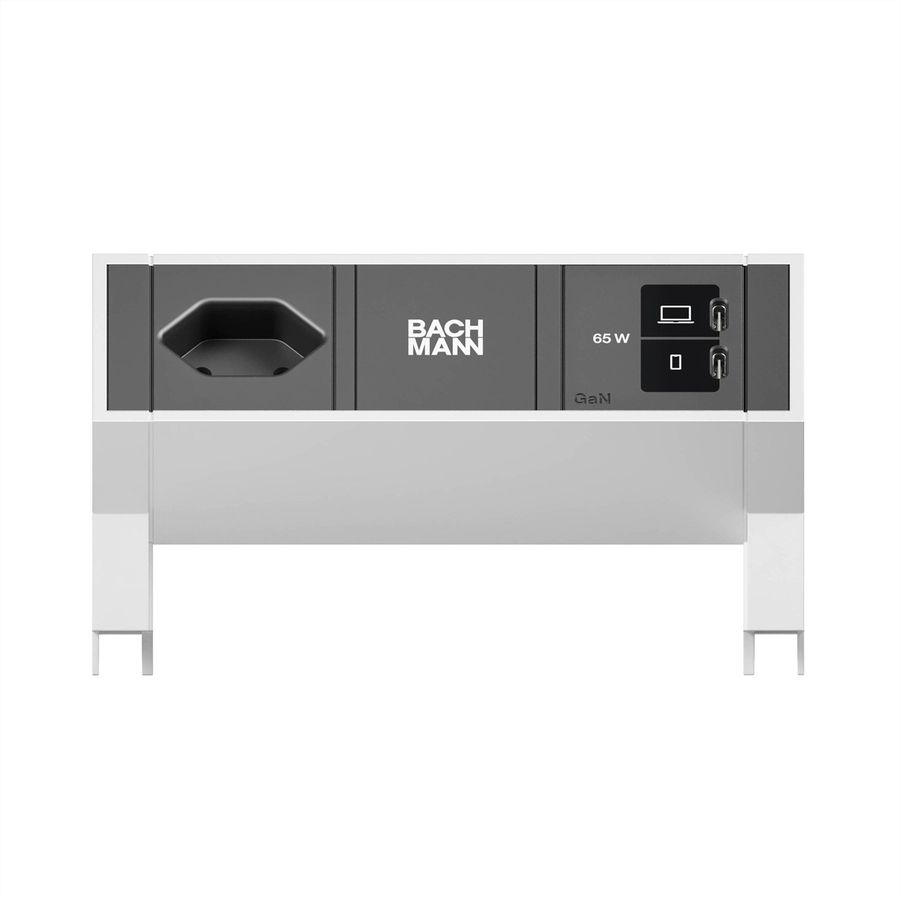 BACHMANN DESK2 1xCH 90° 1xUSB C/C 65W, L=0.2m INOX