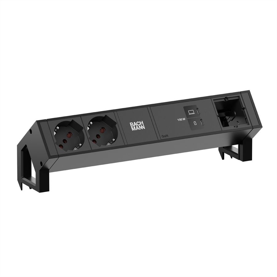 BACHMANN DESK2 2xP40 1xUSB C/C 100W, 1xCM L=0.2m RAL9005