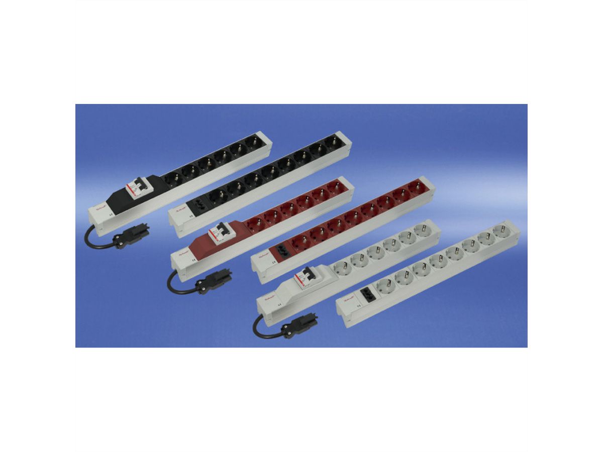 SCHROFF contactdoosstrook, SCHUKO, met Wieland®-ingang, 19", wit