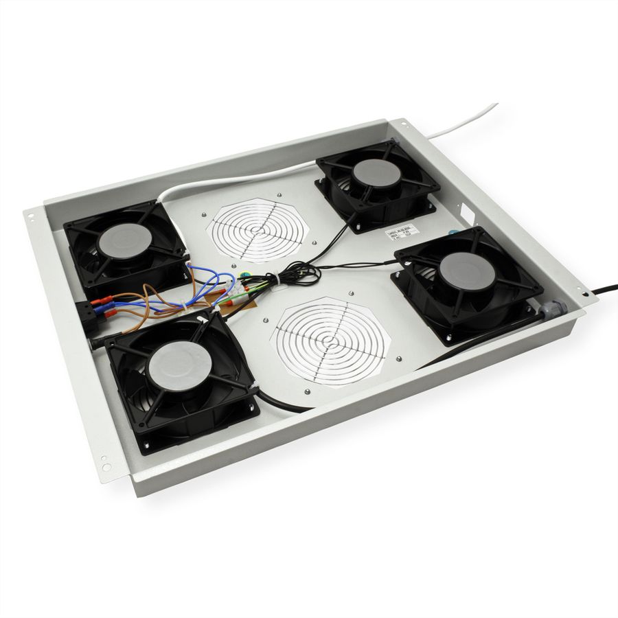 ROLINE 19-inch dakventilatorunit 4 ventilatoren , Thermostaat grijs