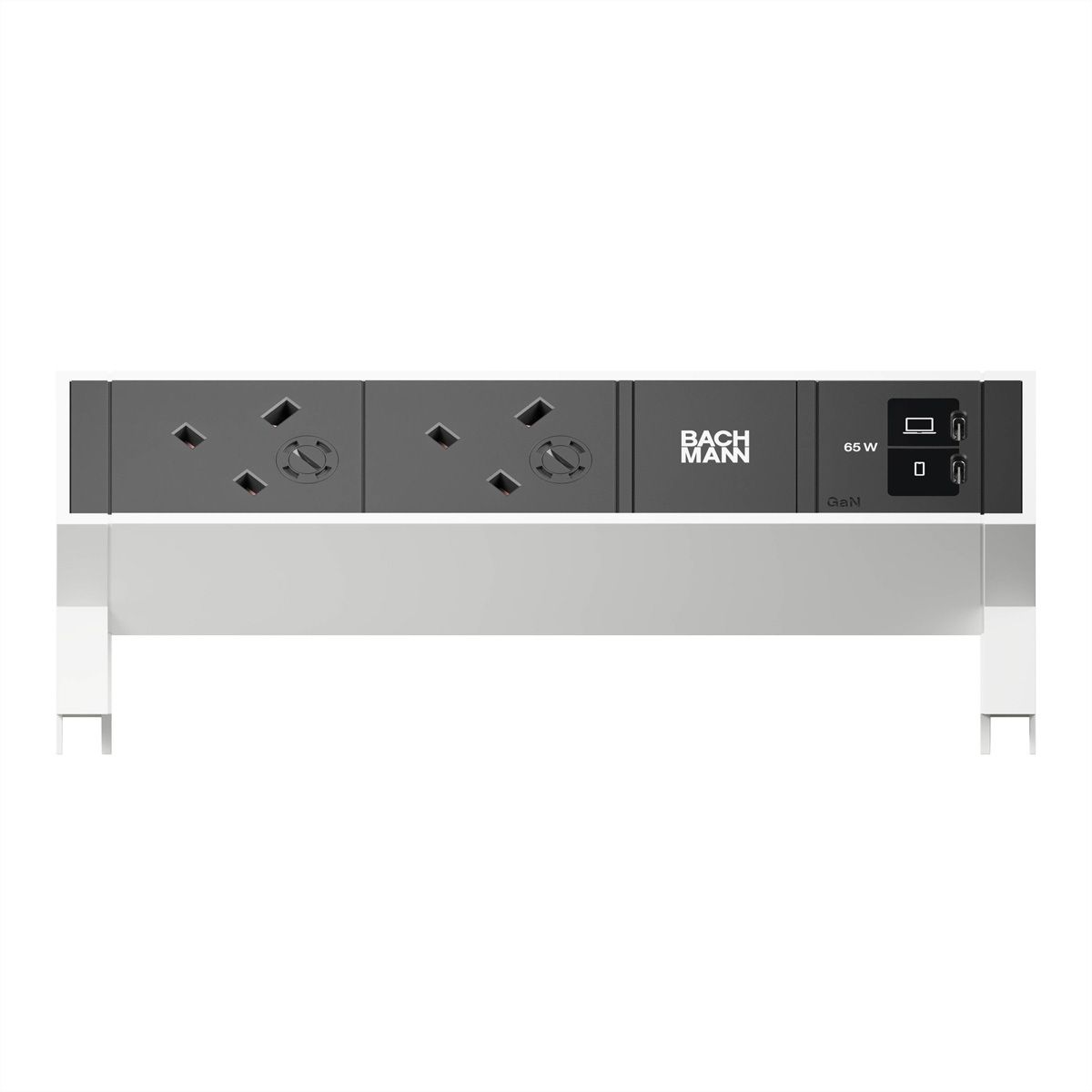 BACHMANN DESK2 2xUK 1xUSB C/C 65W, L=0,2m RAL9010