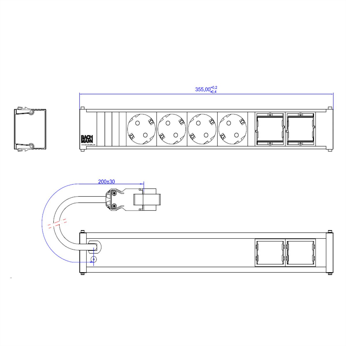 BACHMANN CONI 4xCEE7/3 2xCM 0.2m GST18 RAL9010