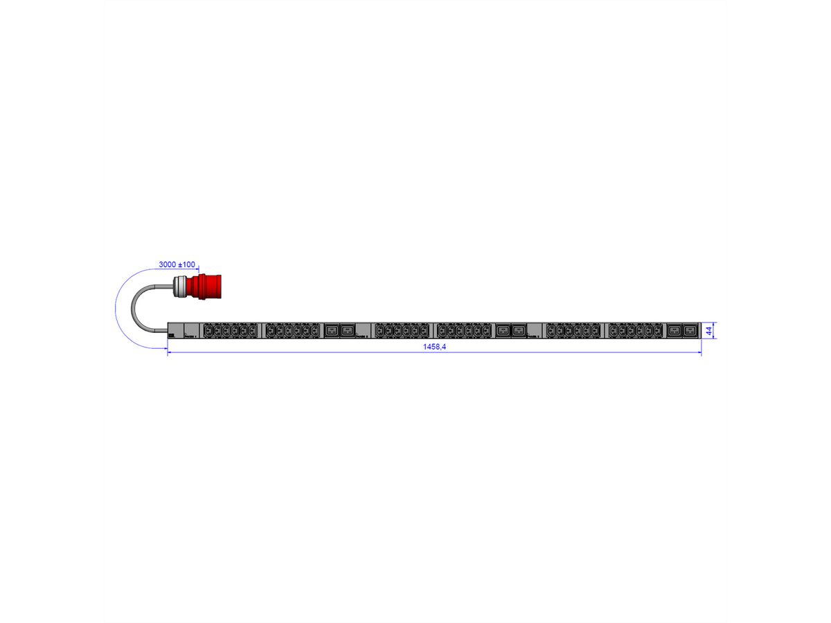 BACHMANN IT PDU ALU 1U 36x C13 6x C19 CEE 3x16A rood